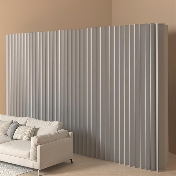 Folding Paper Room Divider, Portable Privacy Screen Partition Wall for Dorm Studio Office Dressing Room Beauty Salon (Grey, L118 x W17 x H95in/L9.8 x W1.4 x H7.9ft)