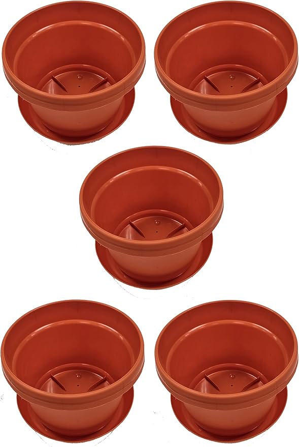Plastic Flower Pot with Saucer over 6 inch
