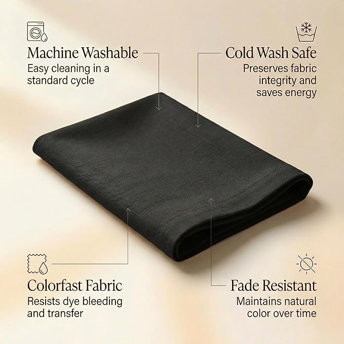 Accent Home 100% Cotton Napkins, Delicate Cloth Napkins for Dinners, Parties and Weddings，18 x 18 Inch Set of 6 - Black