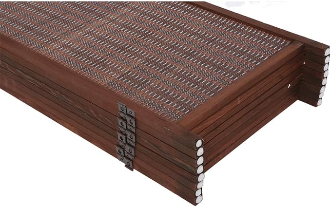 Legacy Decor 6 Panel Room Divider Brown Color Wood and Bamboo Weave