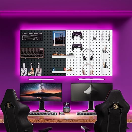 Pegboard Combination Kit for Wall Organizer, Wall Mounted Peg Board Kits for Kitchen, Bedroom, Office, &Bathroom, 4 Pieces Black Pegboards and 14 Accessories, 22" x 22"