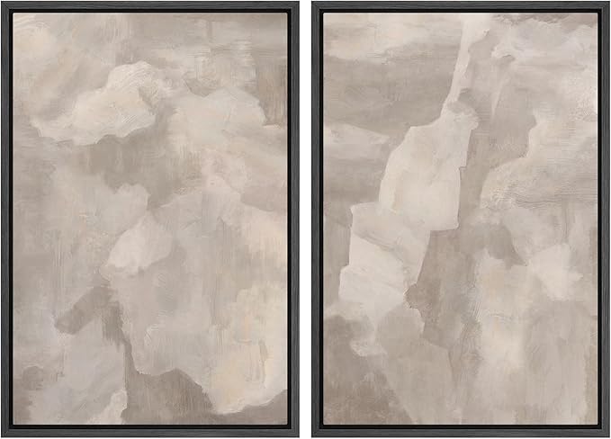 SIGNWIN Framed Canvas Print Wall Art Textured Abstract Earthy Beige Tones Illustrations Modern Art Decorative Contemporary for Living Room, Bedroom, Office - 16"x24"x2 Black