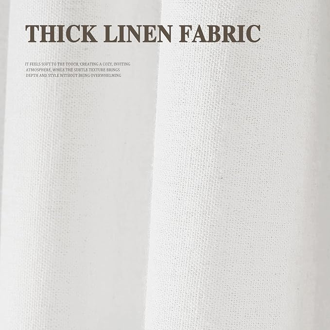 Farmhouse Shower Curtain with Ruffle Hem Linen White Shower Curtains for Bathroom Country Vintage Rustic Natural Fabric, 72" W x 75" L