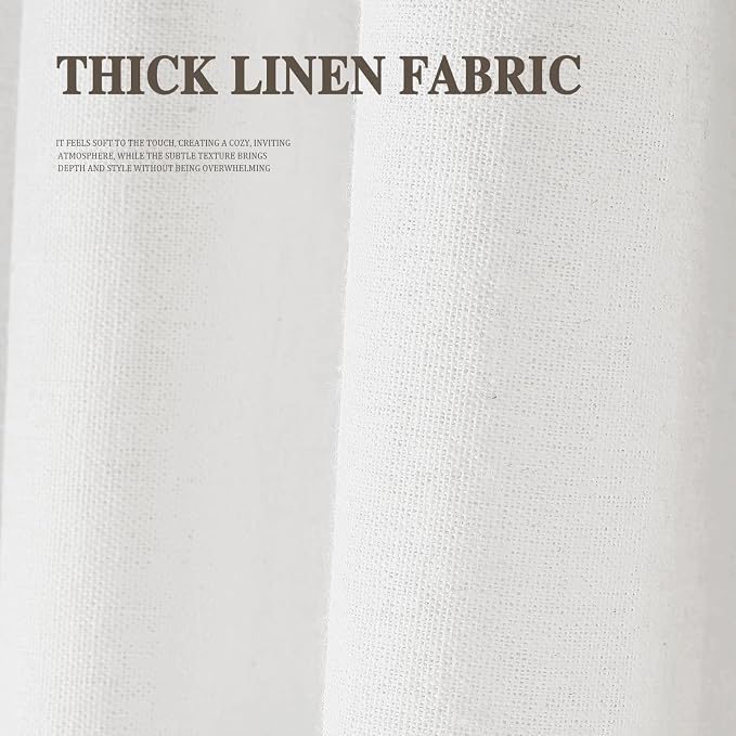 Farmhouse Shower Curtain with Ruffle Hem Linen White Shower Curtains for Bathroom Country Vintage Rustic Natural Fabric, 48" W x 72" L