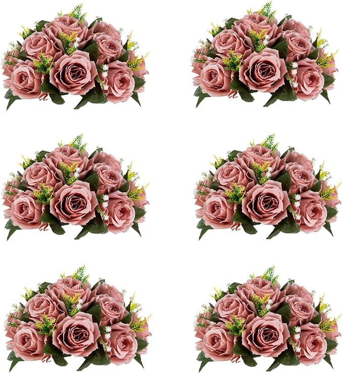 Flower Centerpieces for Wedding Tables: Wedding Table Decorations Dusty Rose Flower Balls Centerpieces for Engagement Cerebration Party Center Pieces 6 Packs