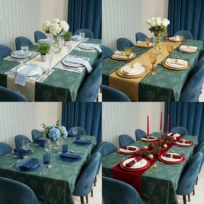 Urban Villa Table Cloth for Cristmas Tabletop Cover Kitchen Dining Tablecloth 100% Cotton Great Parties Wedding Holiday Jacquard Tree Rectangle 60X102 Inches 8-10 Seats Table Cloth