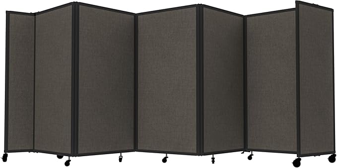 Versare Room Divider 360 Portable Wall Partition | Folding Panels | Large Freestanding Divider | Locking Wheels | Temporary Room Separator