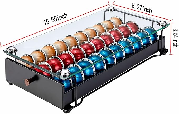 Vertuo Capsule Holder Drawer for Nespresso With Glass (Class-30 Pods)