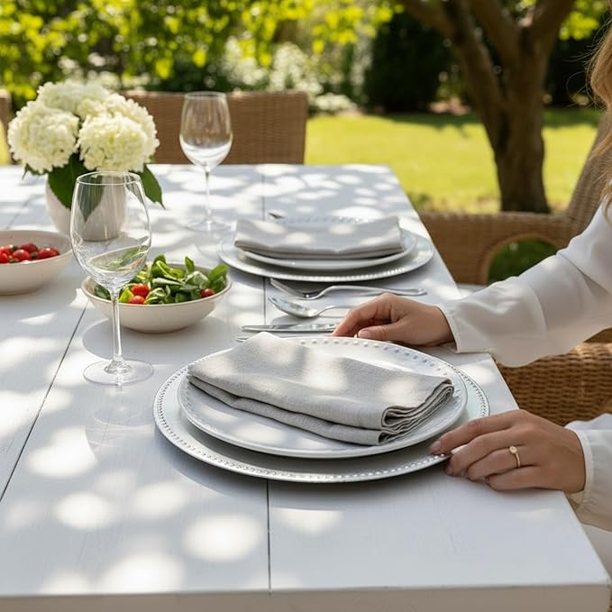 Linen Napkins –100% French Flax – Stonewashed Pure Linen Cloth Napkins - Size 18 Inch x 18 Inch – Set of 4 (Natural)