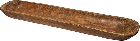 MAINEVENT Decorative Wooden Dough Bowl Decor Approx 30 Inch, Hand Carved Rustic Wood Long Bowl, Large Carved Dough Bowl, Long Wooden Bread Shaped Large Bowl Centerpiece Made in USA
