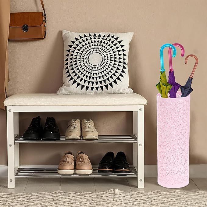 Metal Round Umbrella Stand Rack, 16.5 X 5.9 Inch Free Standing Umbrella Holder Bin Umbrella Stand Rack for Entryway Umbrella Holder Stands for Porch, Apartment, Entrance, Home