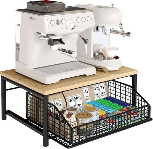 Funecy Coffee Pod Drawer Holder,Coffee Machine Storage Rack,Home Kitchen Counter Coffee Bar Organizer,Storage Basket Drawer (Black)