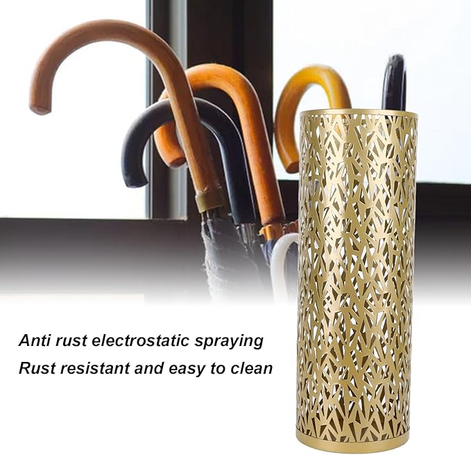 Umbrella Stand Rack for Entryway Metal Hollowed Freestanding Round Umbrella Holder Organizer Bin for Home Hotel Office Decor (Small)