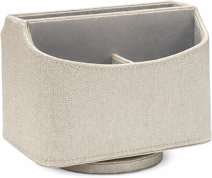 UnionBasic Rotating Desk Organizer, 360 Desk Spinning Caddy, Desktop TV Guide/Mail/Media/Remote Controller Holder Organizer, Beige