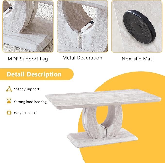 LKTART Coffee Table for Living Room, Modern Stone Marble with Dyed Planetary Veining Coffee Table with Storage, Rectangle Tea Tables or Apartment Small Space (43.3''L×22.4''W Planetary-veined Marble)