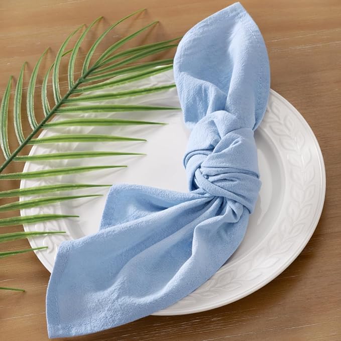 Socomi Cloth Napkins Blue Summer Washable Reusable Bulk Linen Cotton Napkins Set of 6 17"x17" for Wedding Party Bridal Baby Shower Birthday Dining Table Decorations