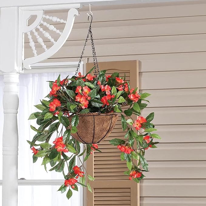 MTB Supply 2 Pack 12 Inch Garden Hanging Baskets Traditional Style with Coco-Liner for Home Balcony Patio Decoration Outdoor Planter