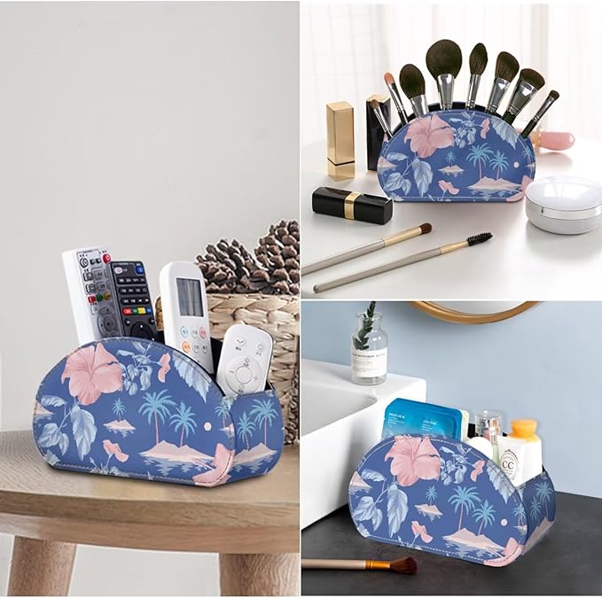 TV Remote Control Organizer Floral Print Desktop Storage for Remote Controls/Controllers/Media Players/Eyeglasses/Cosmetic Brushs/Paint Brushes/Pens Organizer