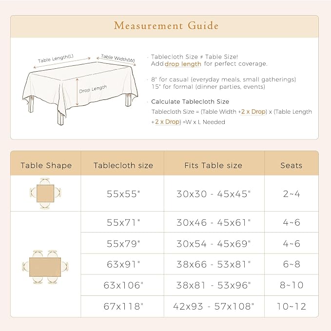 Block Print Thick Linen Tablecloth for Rectangle Tables, Waterproof Wipeable Decorative Table Cover for Dining Kitchen Indoor Outdoor, 55" x 79", 4-6 Seats