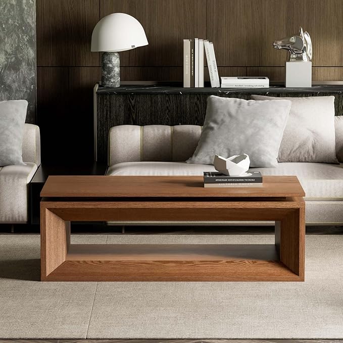 43.3'' Rectangle Lift Top Coffee Table with Storage & Adjustable Height, Mid Century Modern Center Table Accent Tea Table or Living Room Apartment Office, Walnut
