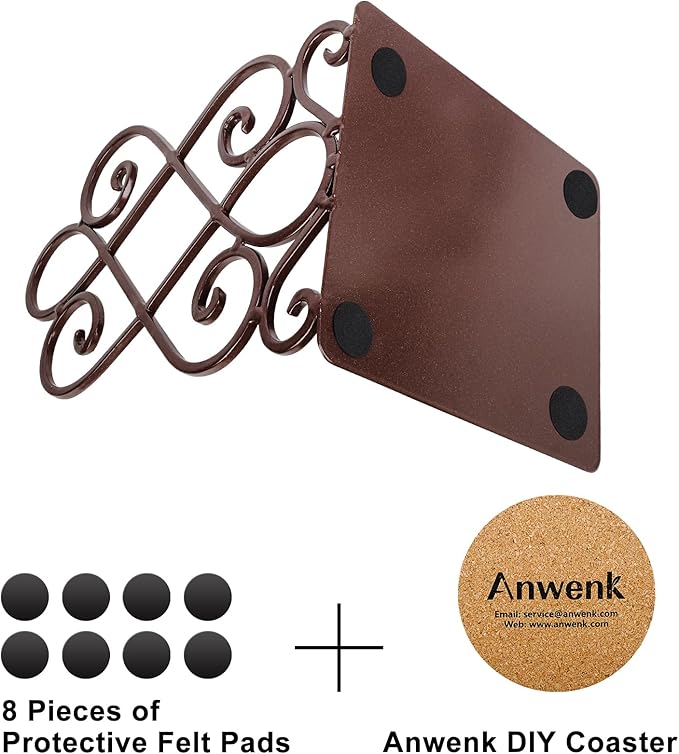 Anwenk Vintage Bookends Book Ends Bronze Heavy Duty Book Holders Long Base Luxury Art Retro Antique Style, w/Felt Pads to Protect Bookshelf Bookcase, Bronze