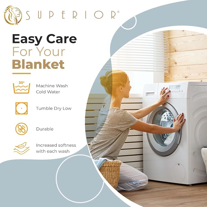 Superior Metro All-Season Cotton Blanket, Woven Blanket for Couch, Bed, Bedding, Farmhouse, Home Essentials, Cute and Cozy Bohemian Blankets, Herringbone Weave, Throw Size, Light Blue