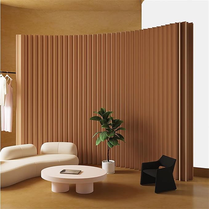Folding Room Dividers, Portable Paper Partition, Retractable Privacy Screen for Dorm Studio Office Dressing Room Beauty Salon, Versatile Shapes, Easy for USE and Storage, Brown