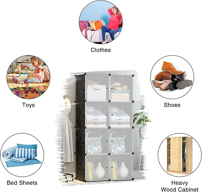 Jomifin Shoe Rack Storage Cabinet with Doors, Key Holder, Portable Shoe Organizer, Expandable Standing Rack, Holds 32-64 Pairs Shoes Boots Slippers for Closet Hallway Entryway Bedroom, 2x8 Tier, Black