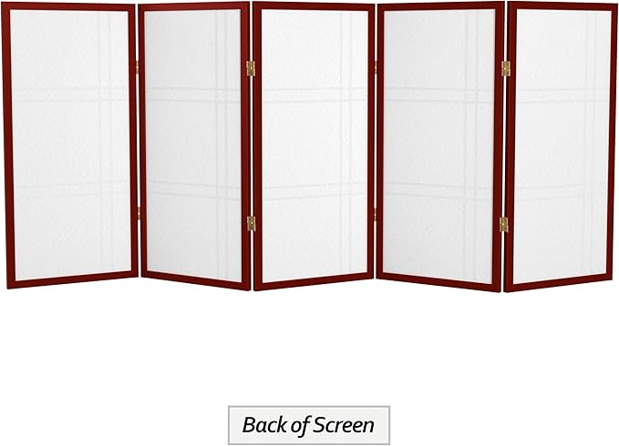 3 ft. Short Double Cross Shoji Screen - Rosewood - 5 Panels