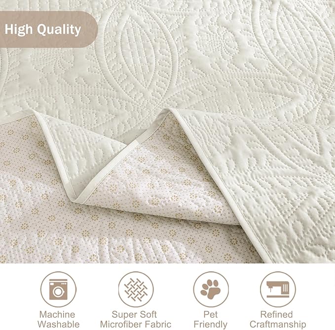 Ivory White Loveseat Couch Cover 2 Cushion Sofa, Water-Repellent Sofa Slipcover for Couch, Machine Washable Love Seat Quilted Couch Covers, Loveseat Slipcovers (Loveseat 56", Ivory White)