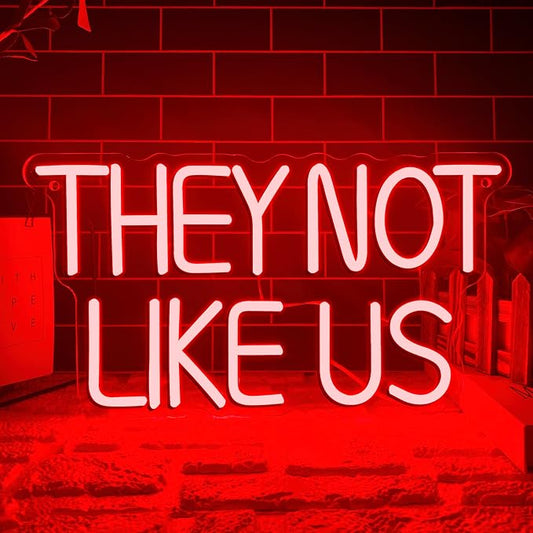 They Not Like US Neon Sign, Dimmable LED PgLang Music Neon Signs for Wall Decor, Christmas Ornamentm Black Culture Neon Light Kids Wall Art Room Bedroom Birthday Gift(15.7 * 8.6 In)