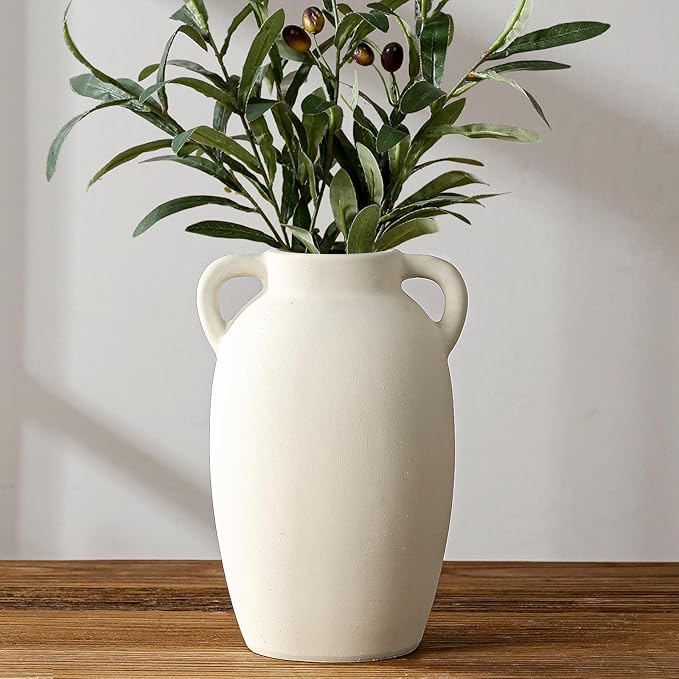 White Ceramic Vase-Boho Decorative Vase,Terracotta Tall Vases Decorative Pottery are Suitable for Decorating Living Rooms,Kitchens,and Bedrooms.