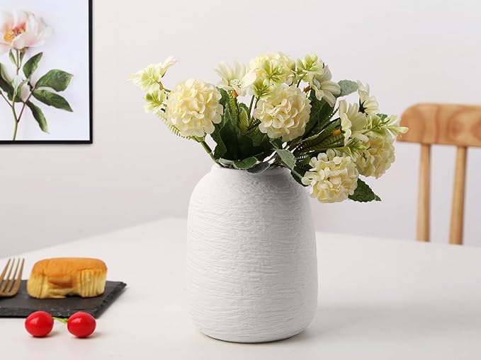 Ceramic Vases, White Vases, Minimalist Vases, Home Decor Vases, Fits Everywhere, Also Gifts for Christmas, Independence Day and Other Holidays, 5.9 Inch. (White)