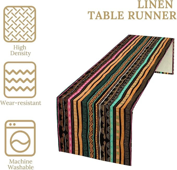 Traditional African Tribal Table Runner Kwanzaa Juneteenth African American Heritage Festival Holiday Party Decoration Home Kitchen Island Dining Room Decor 13x70in