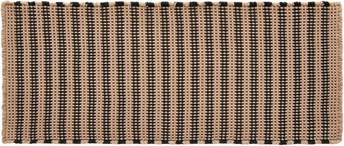 Triohero Waffle Bath Mat, Boho Bathroom Rugs Non Slip Washable, Ultra Soft Super Absorbent Quick Dry Farmhouse Bathroom Decor, 24" x 48", Khaki & Black