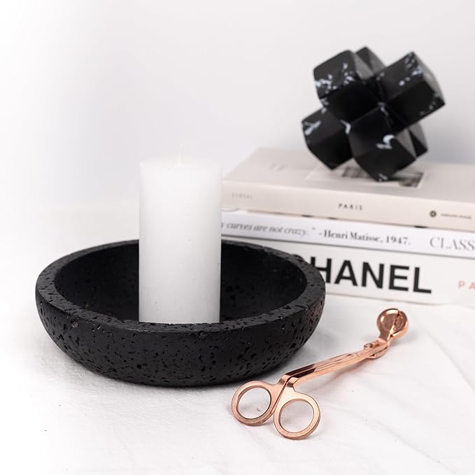 Shelf & Nook Travertine Decorative Bowls for Home Decor. Key Bowl for Entryway Table in a Choice of 5 Colors (Black, Small)