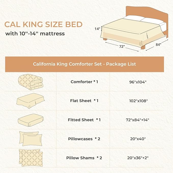 Sasttie California King Comforter Set, 7-Piece Bed in a Bag, Pintuck Bedding Sets for All Season, Includes Comforter, Flat Sheet, Fitted Sheet, Pillowcases and Pillowshams, Green