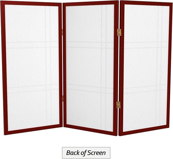 3 ft. Short Double Cross Shoji Screen - Rosewood - 3 Panels