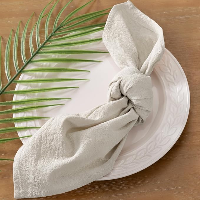 Socomi Cloth Napkins Beige Summer Washable Reusable Bulk Linen Cotton Napkins Set of 20 17"x17" for Wedding Party Bridal Baby Shower Birthday Dining Table Decorations