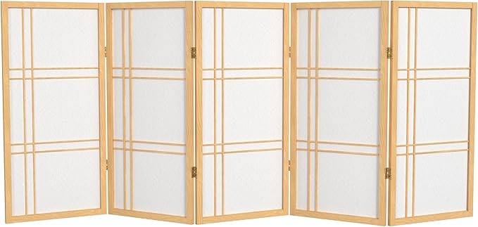 3 ft. Short Double Cross Shoji Screen - Natural - 5 Panels