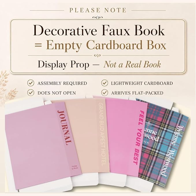 PROBENEX 4 Pcs Decorative Books | Faux Velvet Coffee Table & Shelf Decor | Looks Luxe, Lightweight, Tool-Free - Instant Shelf and Table Styling