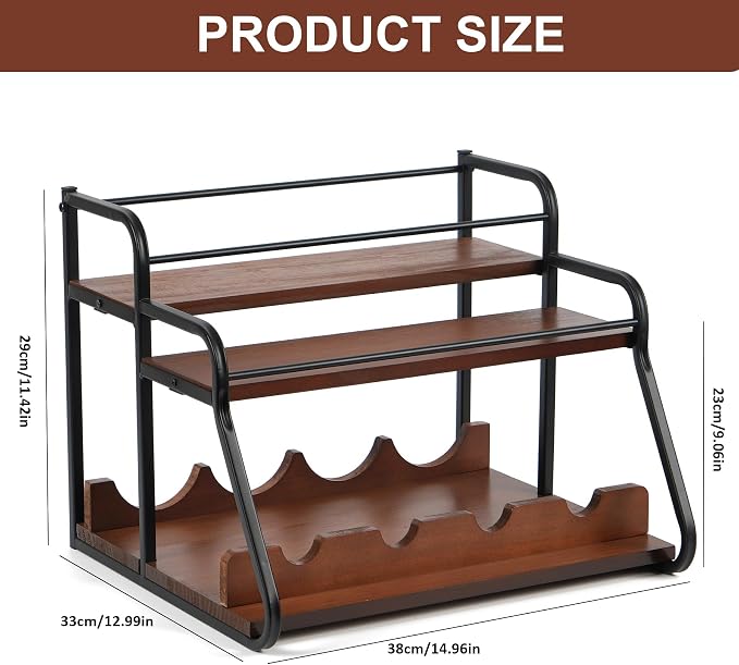 Liquor Bottle Display Shelf, Coffee Syrup Rack Organizer,Syrup Bottle Holder Stand, 3-Tier Syrup Rack for Countertop or Tabletop Decor,Storage Countertop Shelf for Kitchen Coffee Station