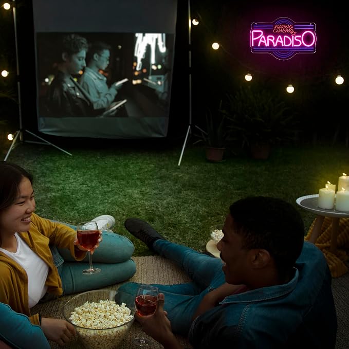 Allball Cinema Paradiso Neon Sign, LED Theater Neon Light USB Powered Dimmable, for Home Cinema Movie Night Party Decor, Movie Lover Gift(15.7 * 10.2 In)