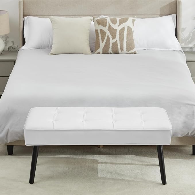 40'' Upholstered Bench, Entryway Ottoman with Wooden Legs for Living Room, End of Bed Bench