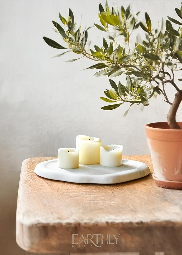 Natural Marble Trinket Tray – 9"x6" Cloud Shaped Decorative Dish for Jewelry, Keys, Perfume, Cosmetics, Vanity, Bathroom, Candle, Kitchen & Countertop | Stone Catchall or Gift (Rainy White)
