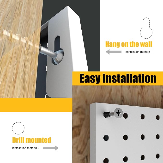 Spampur Peg Board, 6 Pack Metal Pegboard Panels, White Pegboards Organizer | Heavy Duty Peg BoaWalls Home, Garage Tool Storage, Gaming /Desk /Office Organizer, Craft Room, Home Improvement