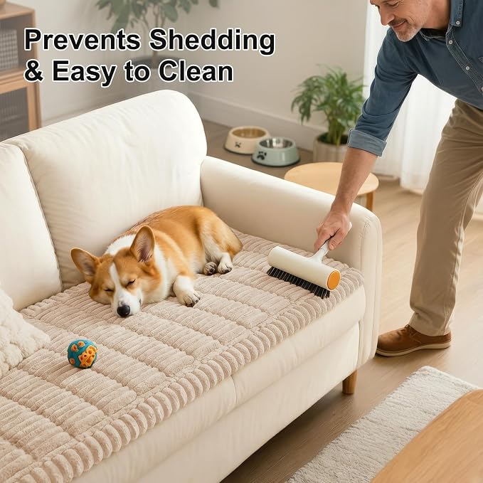 Smiry Couch Cover for Dogs, Non Slip Washable Sofa Protector for Pets, Soft Furniture Cover for Pet, Stylish Sofa Covers, Cozy Protect Against Fur, Dirt & Everyday Messes (Apricot, 35.4" x 35.4")