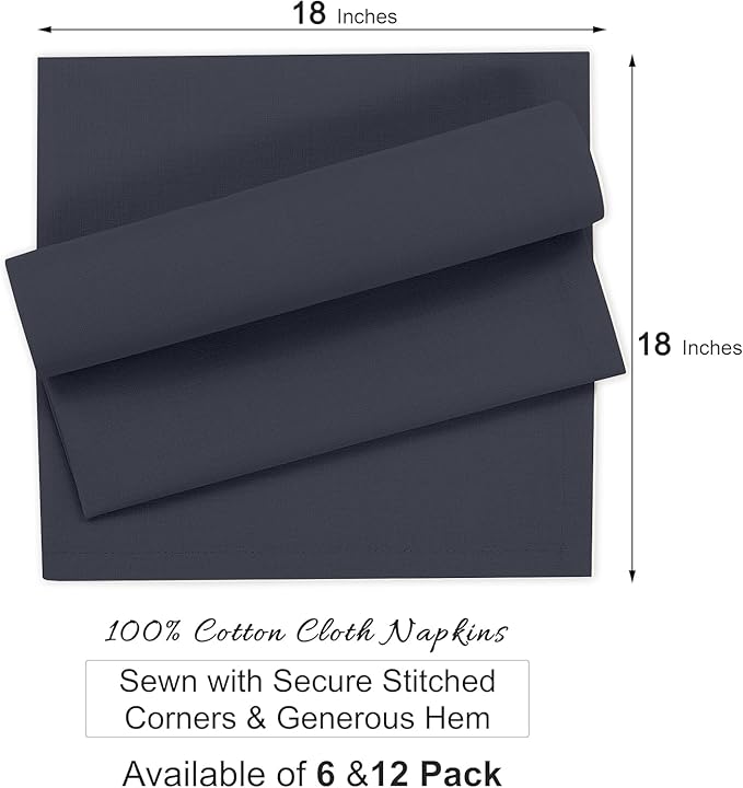 Ruvanti Cloth Napkins Set of 6, 100% Cotton High GSM 18x18 Inches Soft, Washable, Highly Durable & Absorbent, Perfect for Parties, Christmas, Thanksgiving Dinners – Ombre Blue
