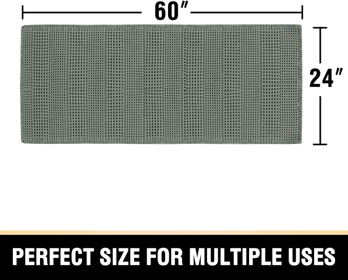 H.VERSAILTEX Waffle Bath Mat Super Absorbent Bathroom Mats Non Slip Bath Rugs for Bathroom Floor Machine Washable Dry Fast Bathroom Rugs for Beside Tub, 24" x 60", Lichen
