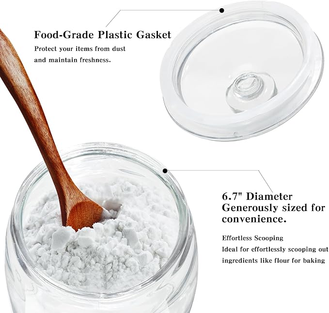 CATPOWER 2.5 Gallon Wide Mouth Glass Storage Jars with Heavy Glass Lids - Large Cookie Jars for Kitchen, Ideal for Flour, Rice, Sugar, Pasta, and Candy